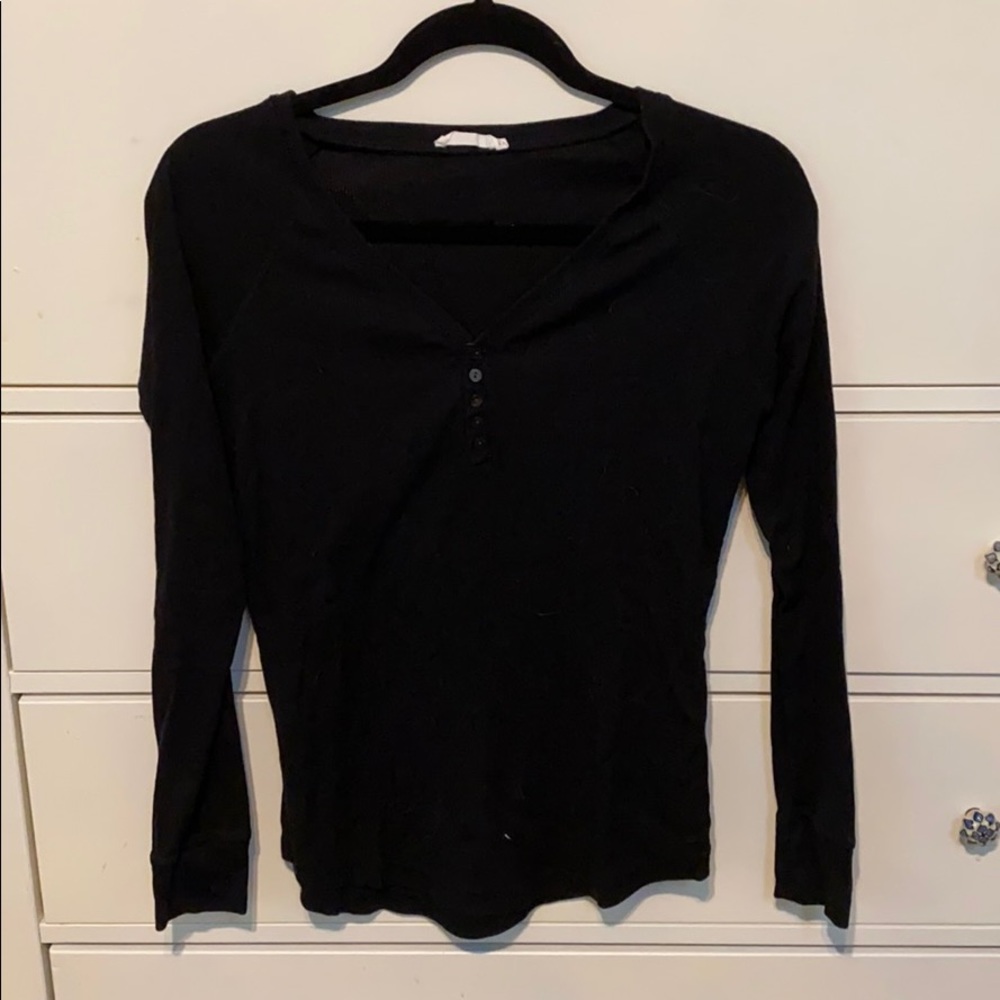 Long Sleeve Black Henley